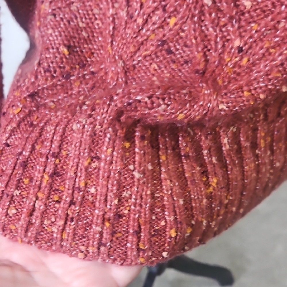 LOFT Rich Rust Colored Ribbed Cowl Neck Sweater Size Small- Like NEW - Picture 6 of 9